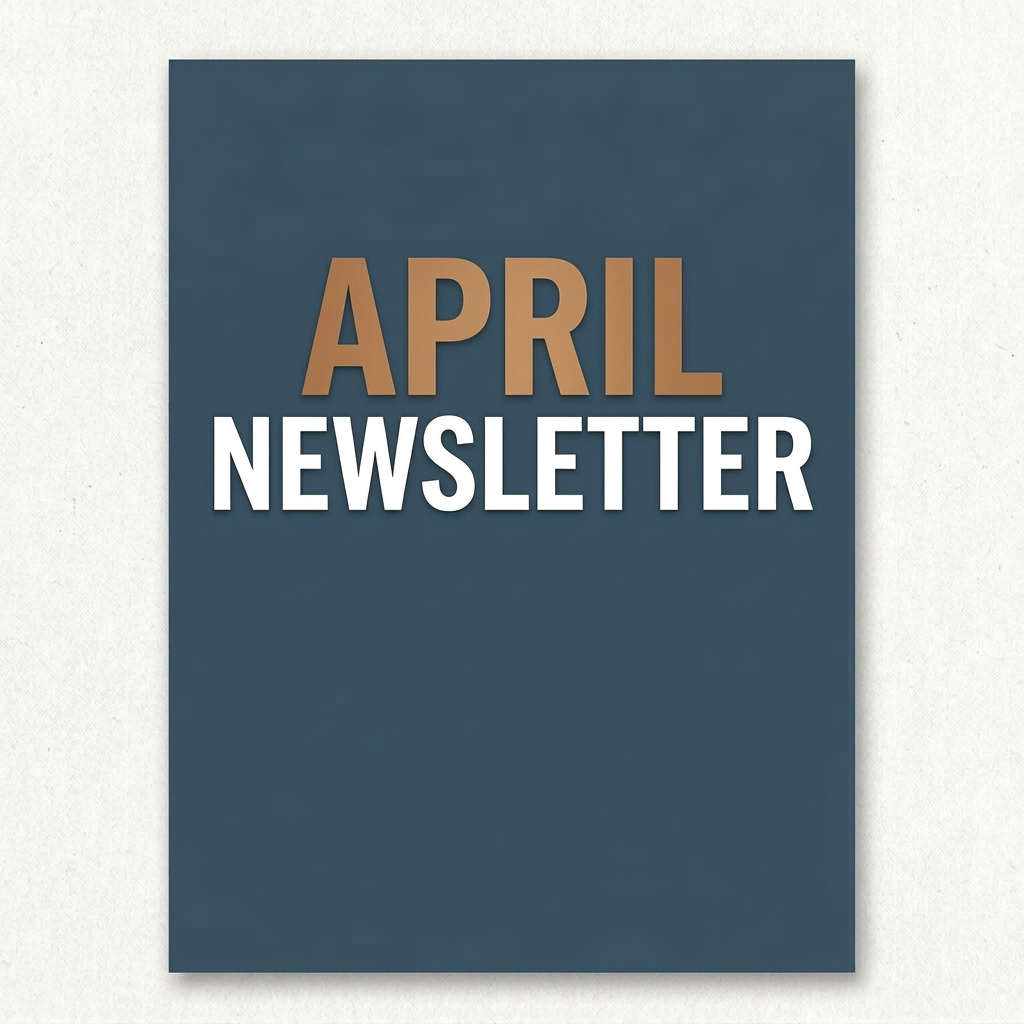 Trades for Christ Newsletter, April, featuring founder message, Building Hope project, events, resources, and contact details
